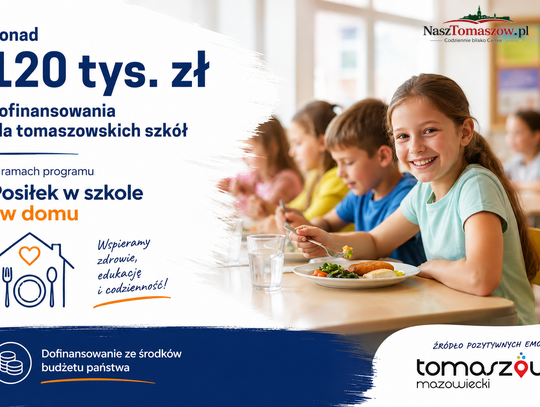 Ponad 120 tys. zł dla tomaszowskich szkół na program „Posiłek w szkole i w domu”
