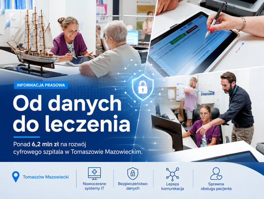 Ponad 6,2 mln zł z KPO dla szpitala onkologicznego w Tomaszowie. Dane, sztuczna inteligencja i bezpieczeństwo pacjentów