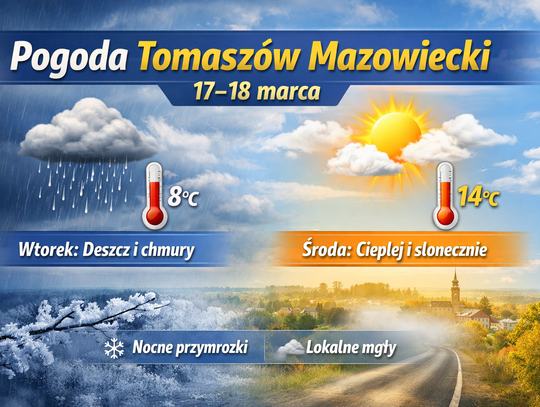 Prognoza pogody 17–18 marca – Tomaszów Mazowiecki i powiat tomaszowski