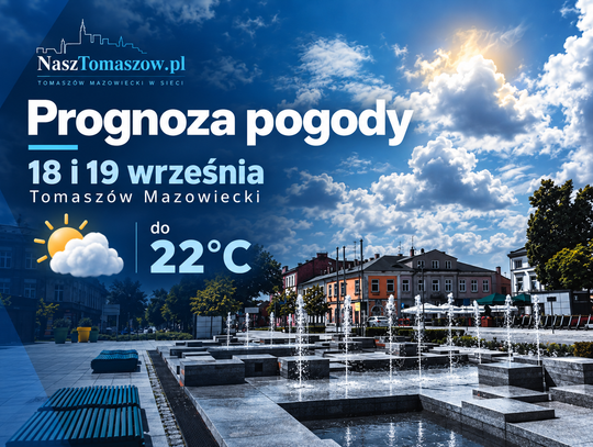 Prognoza pogody na 18 i 19 września. W Tomaszowie nawet 22 stopnie