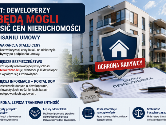 Projekt: deweloperzy nie będą mogli podnosić cen nieruchomości po podpisaniu umowy