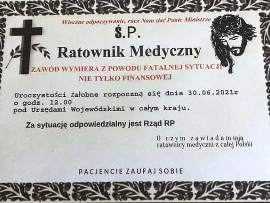 Protesty na ulicach. Ratownicy medyczni mają dość. Opuszczają szpitalne oddziały ratunkowe. Także w Tomaszowie Mazowieckim