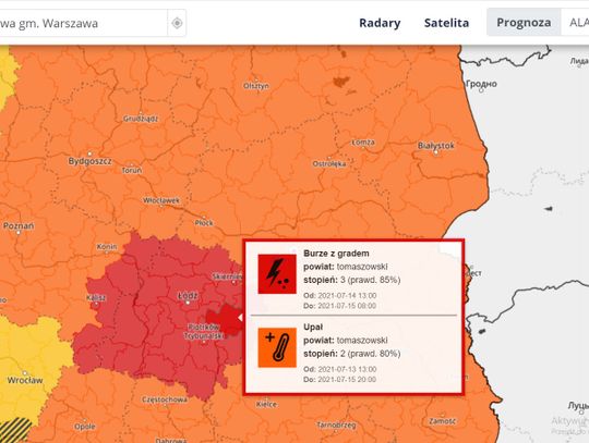 Przed nami burze i ulewne deszcze, Będzie też grad