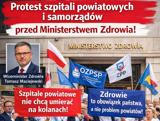 Przedstawiciele szpitali powiatowych i samorządów protestowali przed Ministerstwem Zdrowia Przedstawiciele szpitali powiatowych i samorządów protestowali przed Ministerstwem Zdrowia