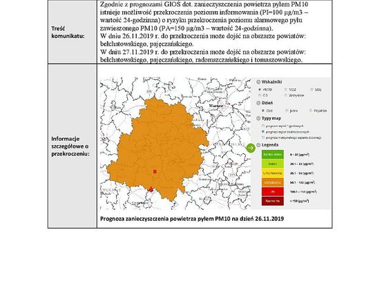 Przekroczenie poziomu alarmowego pyłu PM10