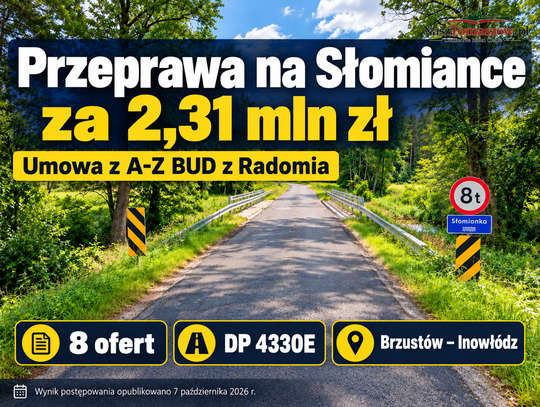Przeprawa na Słomiance za 2,31 mln zł. Powiat podpisał umowę, choć w planie było 1,46 mln zł