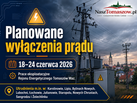 Przerwy w dostawie prądu w regionie. Rejon Energetyczny Tomaszów Mazowiecki podał harmonogram prac