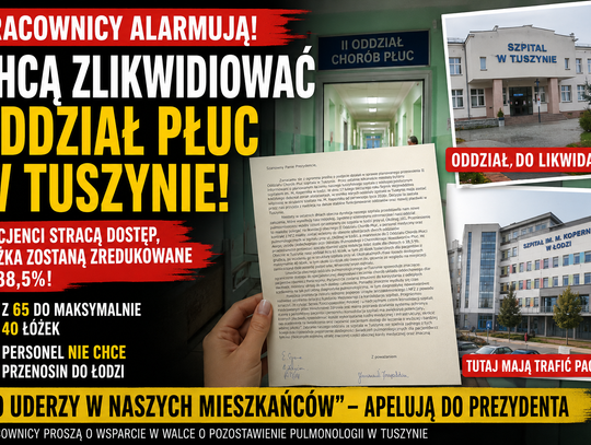Pulmonologia w Tuszynie: personel alarmuje o przyszłość oddziału