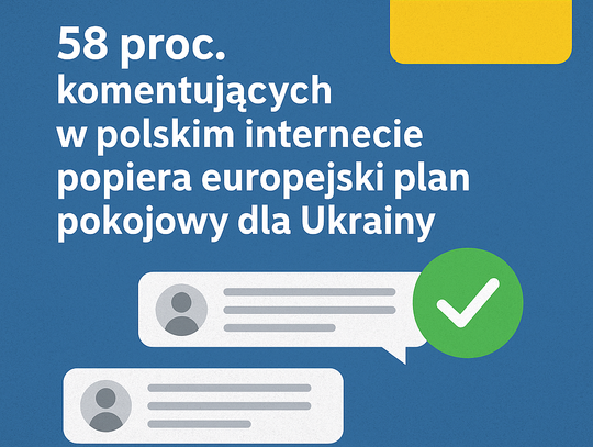 Raport: 58 proc. komentujących w polskim internecie popiera europejski plan pokojowy dla Ukrainy