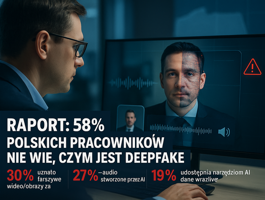 Raport: 58 proc. polskich pracowników nie wie, czym jest deepfake Raport: 58 proc. polskich pracowników nie wie, czym jest deepfake