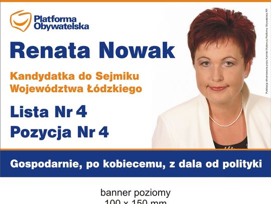 Renata Nowak - kandydatka do Sejmiku Wojewodztwa Łódzkiego