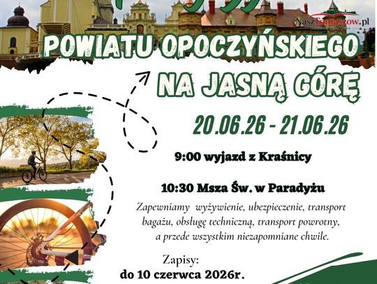 Rowerem z Kraśnicy na Jasną Górę. Powiat Opoczyński zaprasza na czerwcową pielgrzymkę