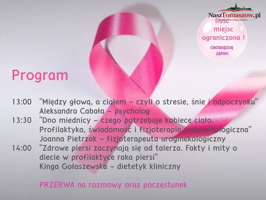 „Różowa Sobota” w Tomaszowie. Będą ćwiczyć, rozmawiać o zdrowiu i pomagać kobietom zmagającym się z rakiem