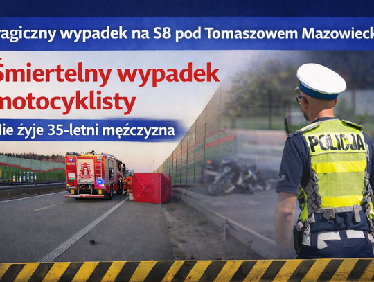 Śmiertelny wypadek na trasie S8 pod Tomaszowem Mazowieckim. Nie żyje 35-letni motocyklista
