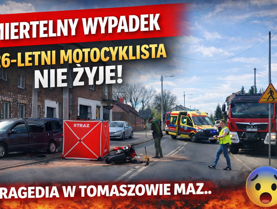 Śmiertelny wypadek w Tomaszowie Mazowieckim. Nie żyje 26-letni motocyklista