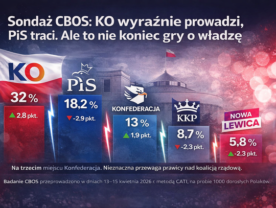 Sondaż CBOS: KO wyraźnie prowadzi, PiS traci. Ale to nie koniec gry o władzę