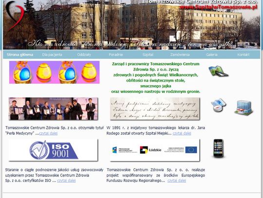 Strona internetowa Tomaszowskiego Centrum Zdrowia Sp. z o.o.