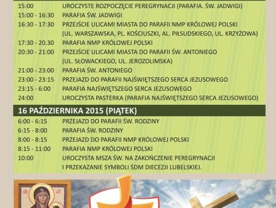 Symbole Światowych Dni Młodzieży w Tomaszowie