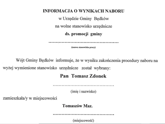 Tomasz Zdonek zajmie się promocją Będkowa