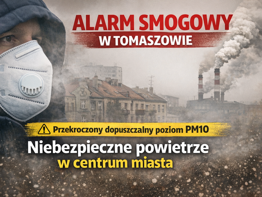 Tomaszów Mazowiecki znów w smogu: 36. dzień przekroczenia norm PM10 i alarm dla mieszkańców