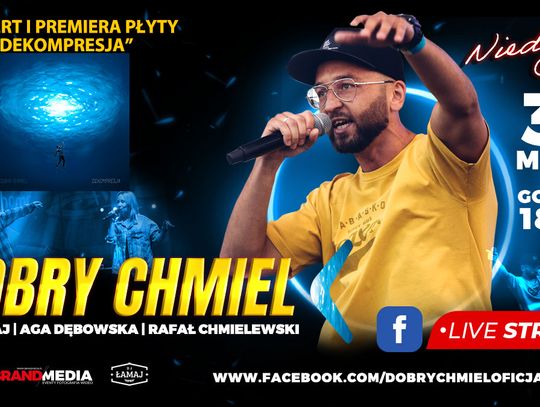 Tomaszowski rap online. Koncert Dobry Chmiel „Dekompresja” w niedzielę o 18:00