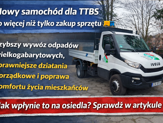 Tomaszowskie TBS inwestuje w rozwój. Nowy samochód dostawczy usprawni gospodarkę odpadami