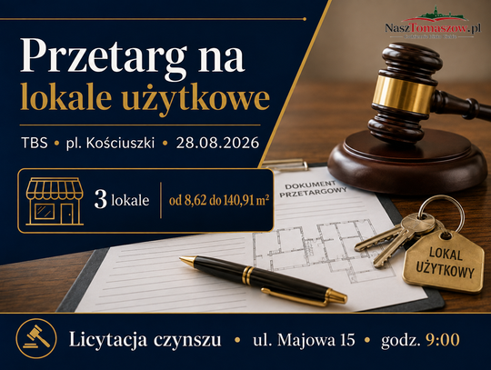 Tomaszowskie TBS wystawia lokale przy pl. Kościuszki. Największy ma ponad 140 metrów