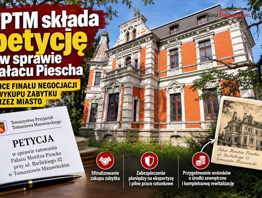 TPTM składa petycję w sprawie Pałacu Piescha. Chce finału negocjacji i wykupu zabytku
