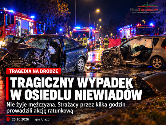 Tragiczny wypadek w Osiedlu Niewiadów. Nie żyje 38-letni kierowca. Strażacy walczyli o życie poszkodowanych