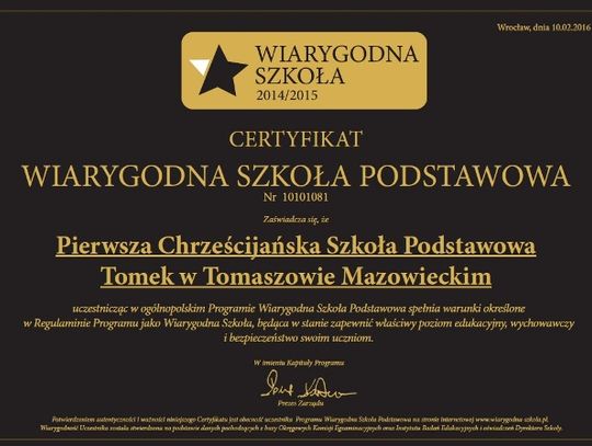 Trzy wiarygodne szkoły