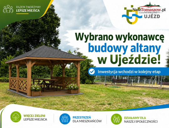 Ujazd wybrał wykonawcę altany. Inwestycja na działce rekreacyjno-sportowej ruszy po podpisaniu umowy