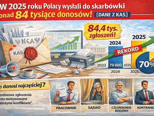 W 2025 roku Polacy wysłali do skarbówki ponad 84 tys. donosów [DANE Z KAS]