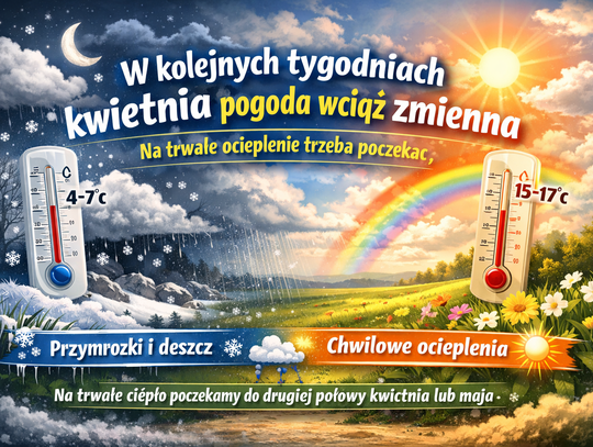 W kolejnych tygodniach kwietnia pogoda wciąż zmienna; na trwałe ocieplenie trzeba poczekać
