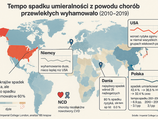 W ostatniej dekadzie wyhamowało tempo spadku umieralności z powodu chorób przewlekłych W ostatniej dekadzie wyhamowało tempo spadku umieralności z powodu chorób przewlekłych