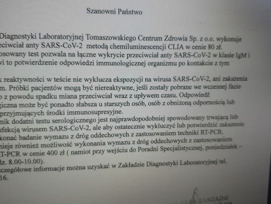 W TCZ możesz się przebadać i sprawdzić czy nie masz koronawirusa