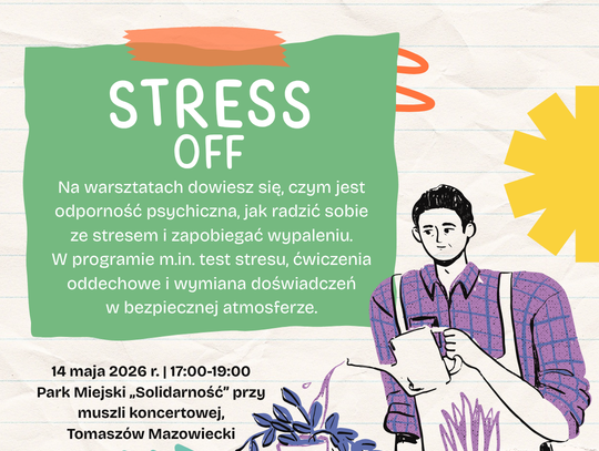 Warsztaty Stress Off w Parku Solidarność. Bezpłatne spotkanie o stresie i wypaleniu