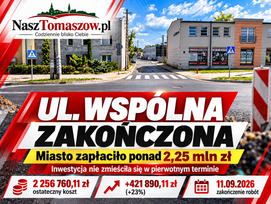 Wspólna zakończona. Miasto zapłaciło ponad 2,25 mln zł. Inwestycja nie zmieściła się w pierwotnym terminie