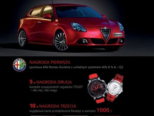 Wygraj samochód Alfa Romeo Giulietta od Grupy Paradyż