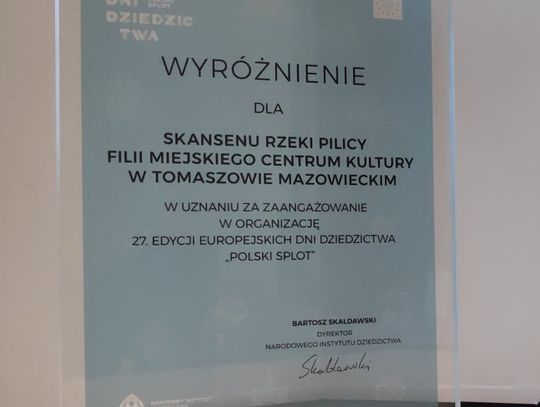 Wyróżnienie dla Skansenu Rzeki Pilicy filii Miejskiego Centrum Kultury