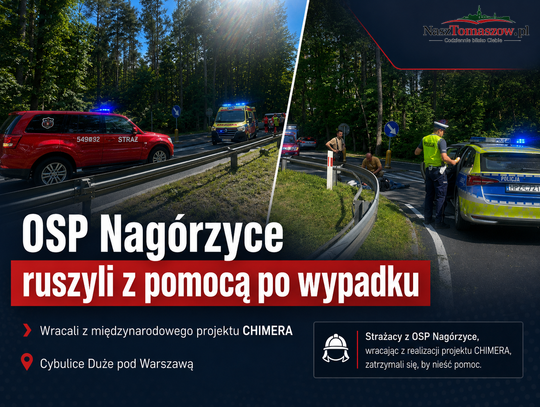Z ćwiczeń CHIMERA prosto do realnej akcji. Strażacy z OSP Nagórzyce pomogli motocykliście po wypadku pod Warszawą