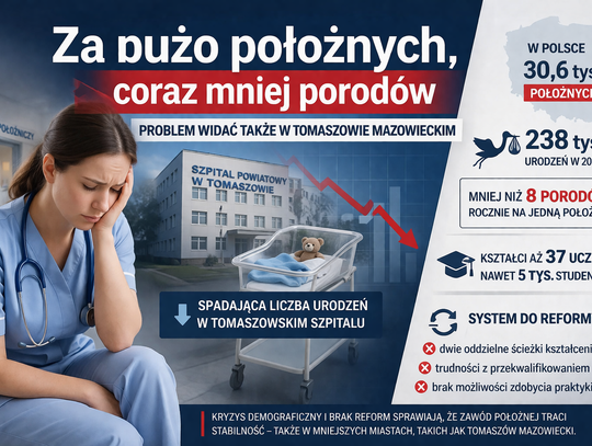 Za dużo położnych, coraz mniej porodów. Problem widać także w Tomaszowie Mazowieckim