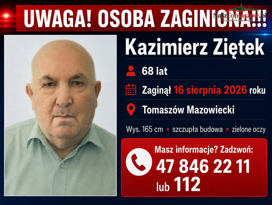 Zaginął 68-letni Kazimierz Ziętek. Policja w Tomaszowie prosi o pomoc