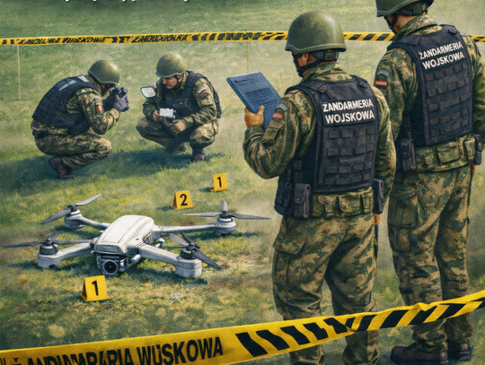 Żandarmeria prowadzi dochodzenie w sprawie drona, który spadł na teren jednostki w Leźnicy