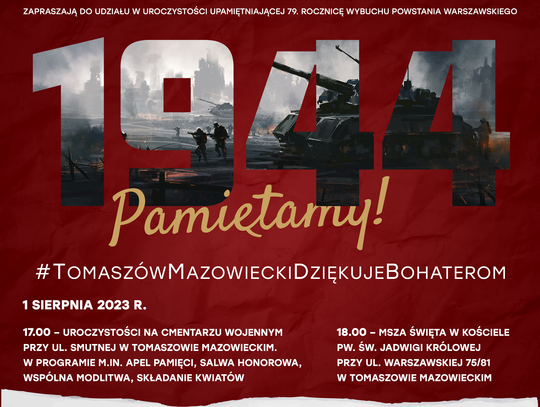 Zapraszamy na obchody 79. rocznicy wybuchu Powstania Warszawskiego