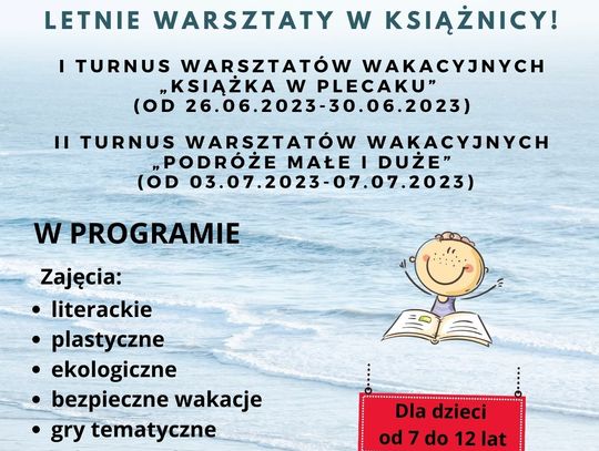 Zapraszamy na wakacyjne warsztaty biblioteczne