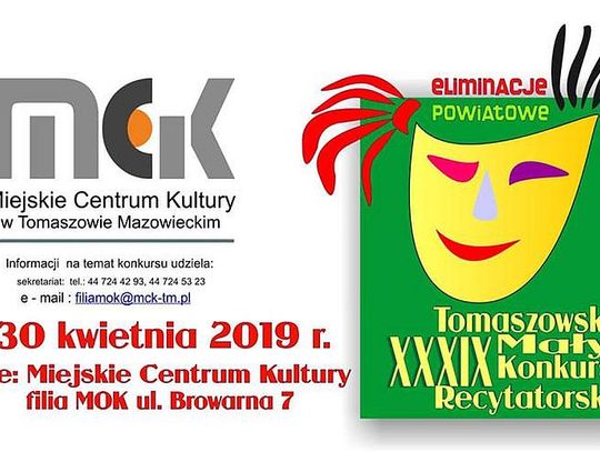 Zaproszenie do udziału w XXXIX Małym Tomaszowskim Konkursie Recytatorskim