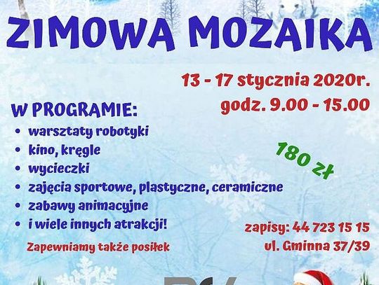 Zaproszenie na akcję feryjną "ZIMOWA MOZAIKA" w filii DOK