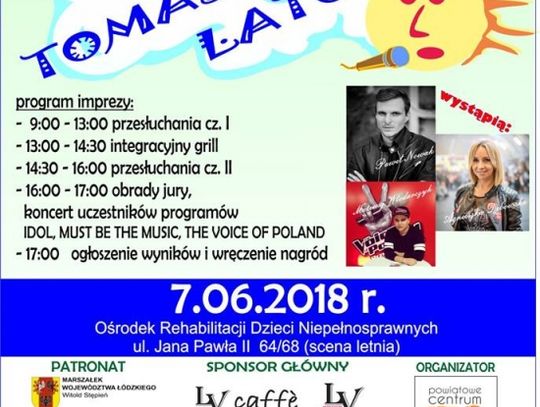 Zaproszenie na  I Integracyjny Konkurs Piosenki "Tomaszowskie Lato 2018"