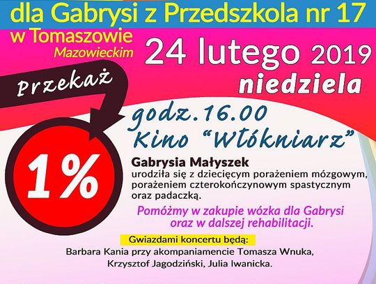 Zaproszenie na koncert charytatywny "Dla Gabrysi" Zaproszenie na koncert charytatywny "Dla Gabrysi"
