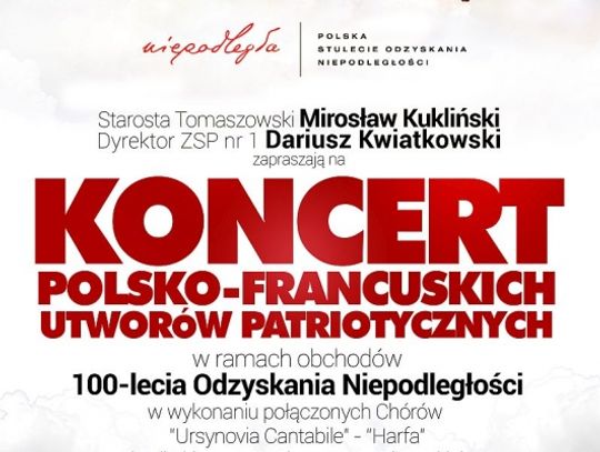 Zaproszenie na koncert polsko-francuskich utworów patriotycznych